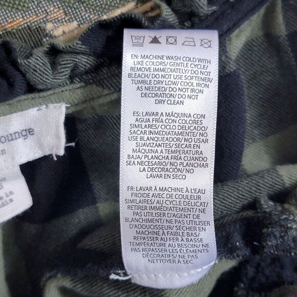 BeachLunchLounge Dress Womens XL Green Black Buffalo Check Flannel Long Sleeve - Picture 12 of 12